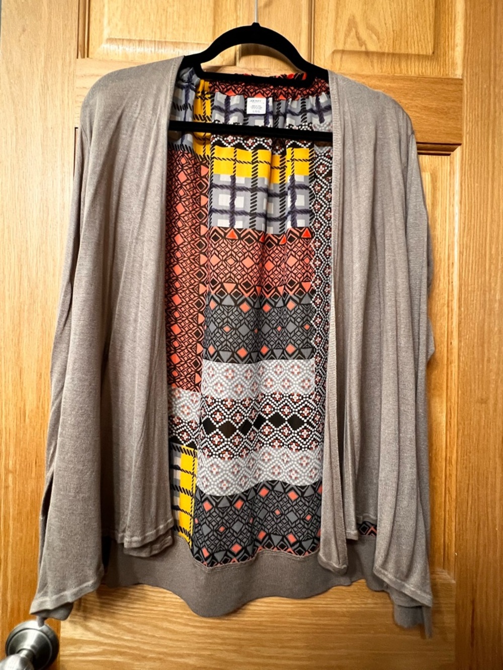 Jockey Women’s Taupe Open-Front Cardigan with Patterned back